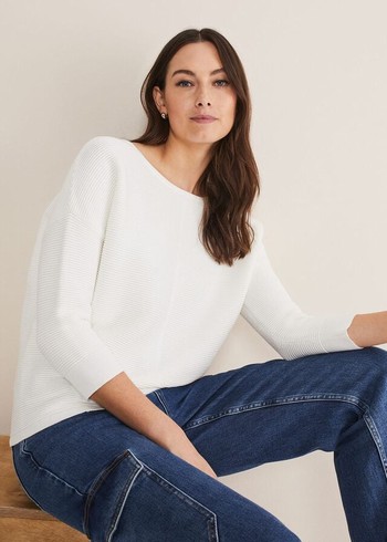 Phase Eight Nellie Rippleted Knitwear White Australia | ZQ0375416